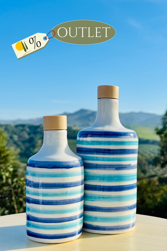 OUTLET - B-Ware Keramikflasche Ölspender Ölflasche "Mediterranea" für Olivenöl handgemacht in Italien