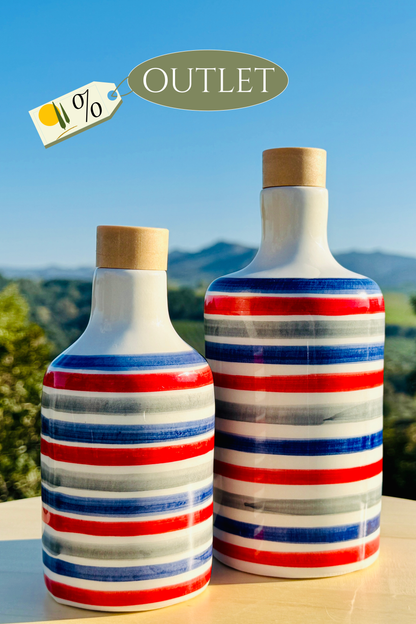 OUTLET B-WARE Ölflasche Keramikflasche "Pura Marittima" Ölspender für Olivenöl und Essig handgemacht in Italien