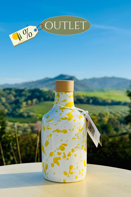 OUTLET B-Ware Keramikflasche Ölspender Ölflasche "Schizzata" 250 ml für Olivenöl handgemacht in Italien