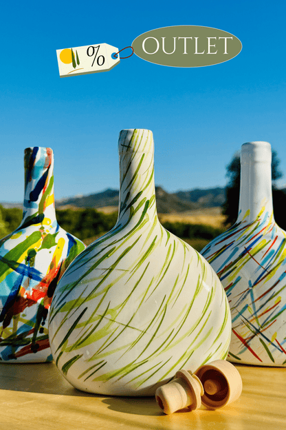 OUTLET Elegante Keramikflasche Ölspender für Olivenöl 500ml handgemacht in Italien