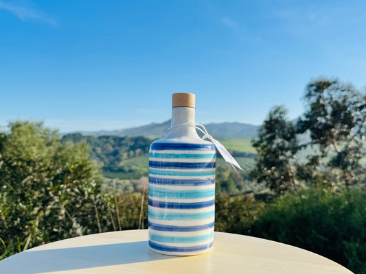 Bottiglia in ceramica per olio "Mediterranea" per olio d'oliva fatta a mano in Italia