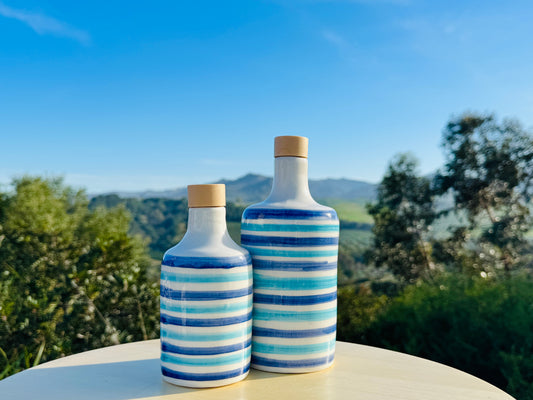 Bottiglia in ceramica per olio "Mediterranea" per olio d'oliva fatta a mano in Italia