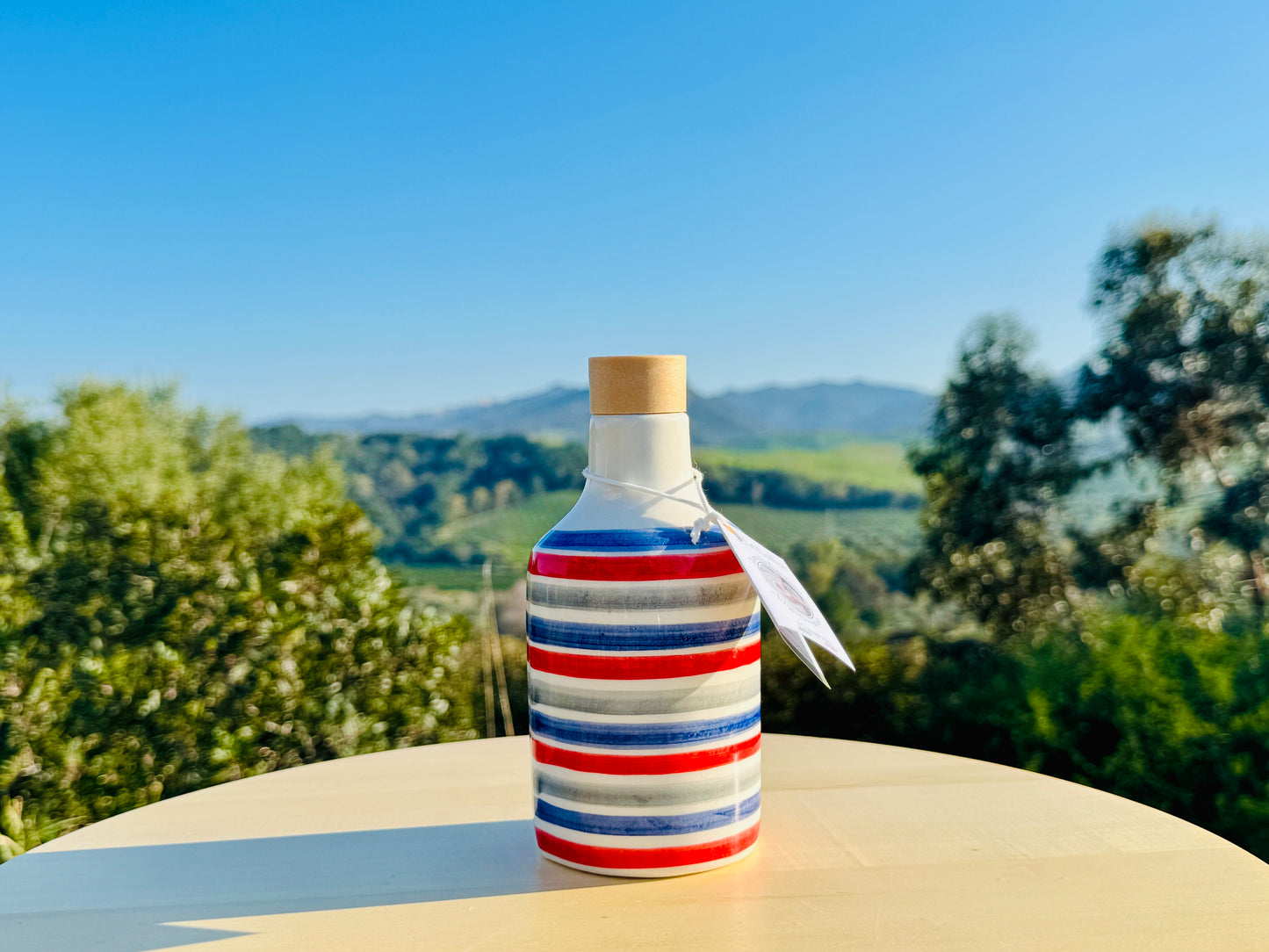 Ölflasche Keramikflasche "Pura Marittima" Ölspender für Olivenöl und Essig handgemacht in Italien