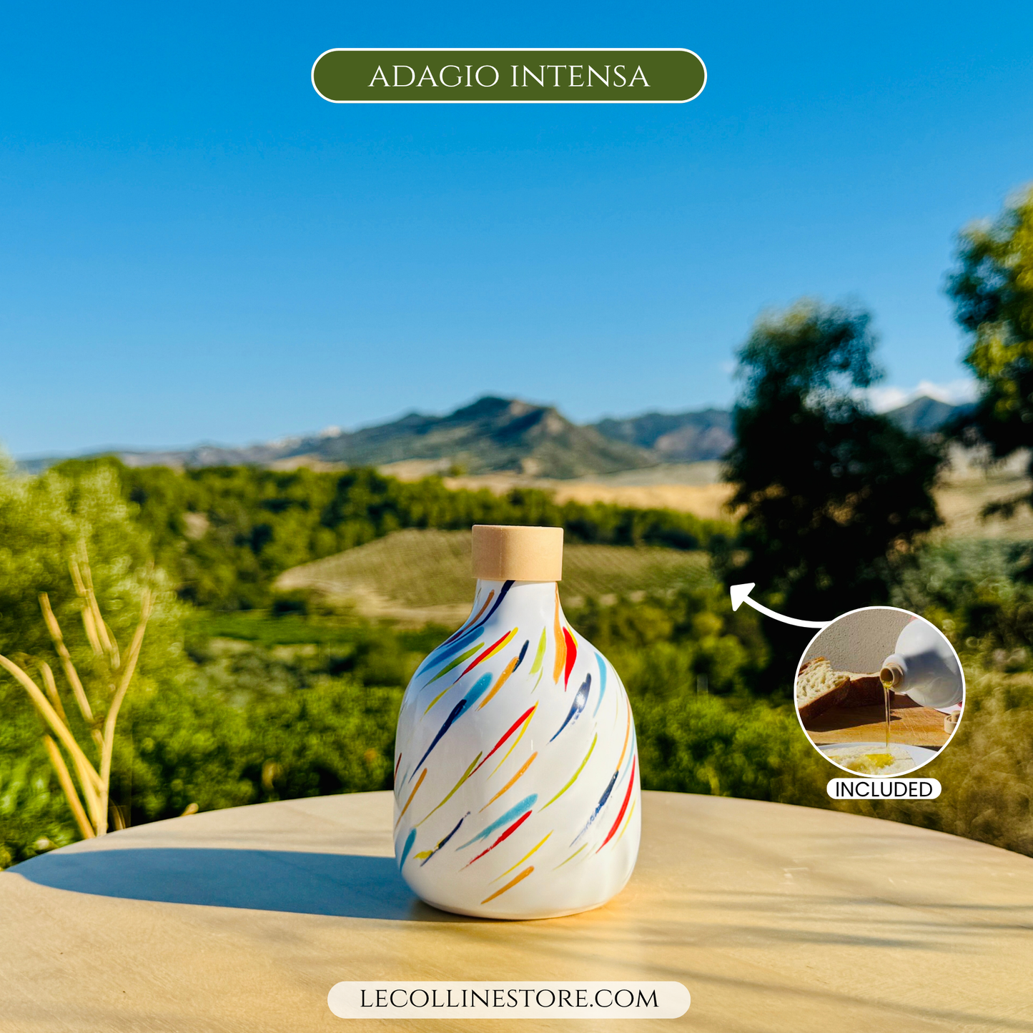 Elegante Keramikflasche Ölspender für Olivenöl handgemacht in Italien