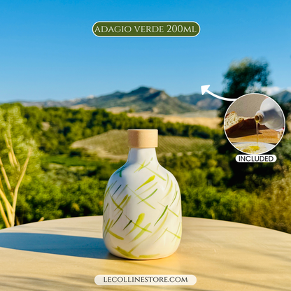 Colorful ceramic bottle oil dispenser for olive oil handmade in Italy