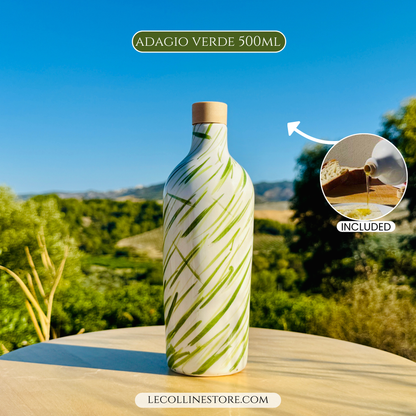 Colorful ceramic bottle oil dispenser for olive oil handmade in Italy