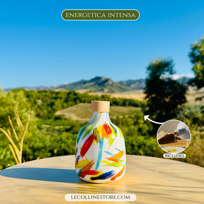 Elegante Keramikflasche Ölspender für Olivenöl handgemacht in Italien