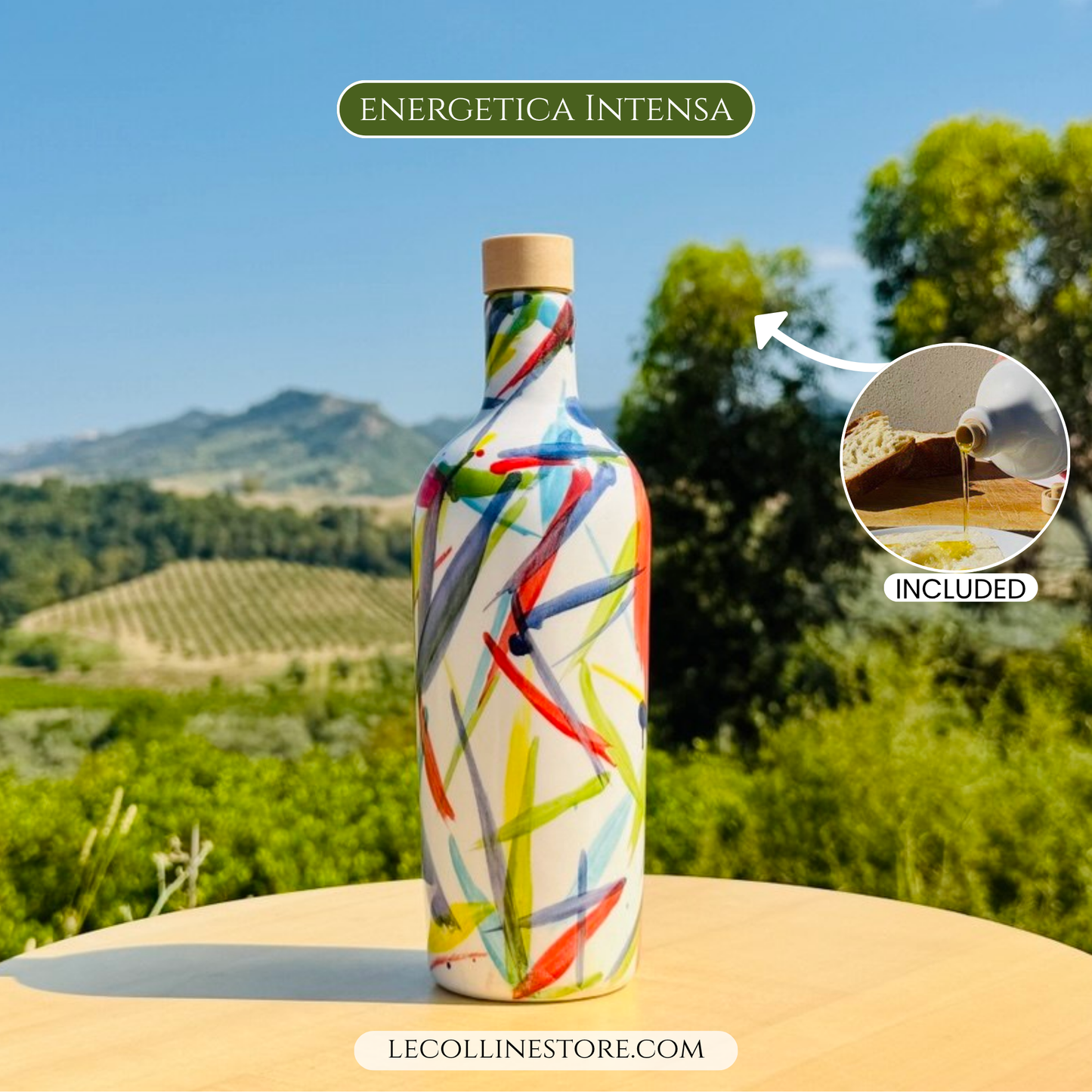 Elegante Keramikflasche Ölspender für Olivenöl handgemacht in Italien
