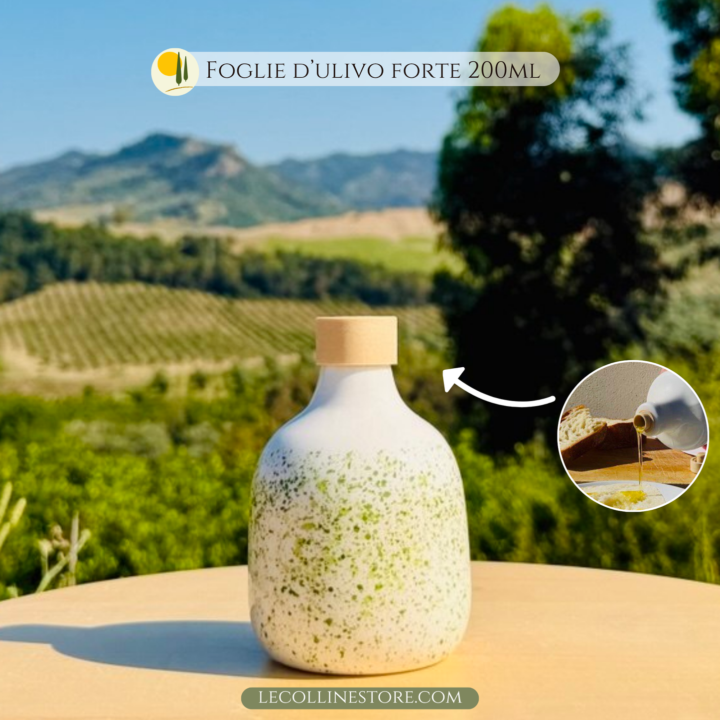 Bunte Keramikflasche Ölspender für Olivenöl handgemacht in Italien 200ml