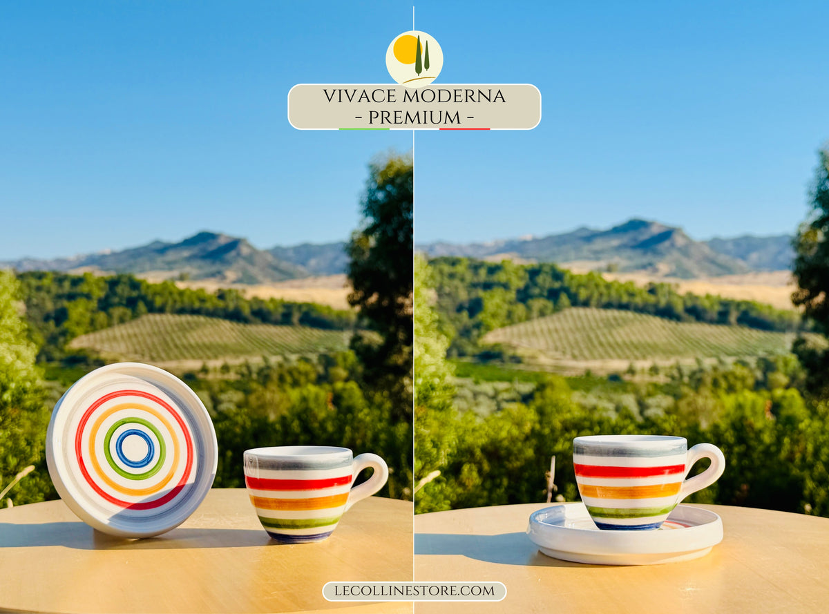 Tazzine da caffè espresso colorate fatte a mano in Italia "Vivace"