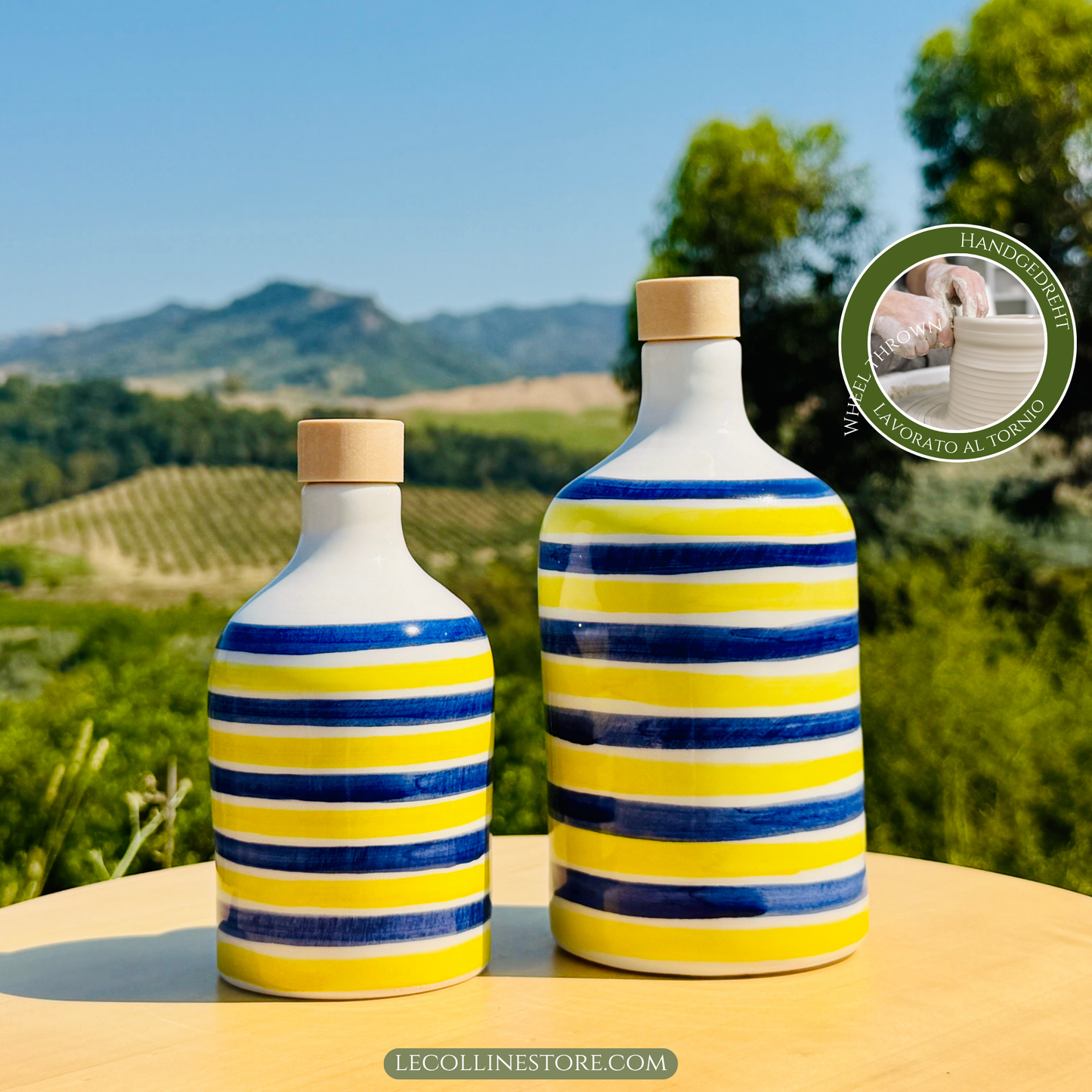 イタリア　POSITANO オリーブオイルボトルセット Colorful oil dispenser ceramic bottle for olive oil handmade in