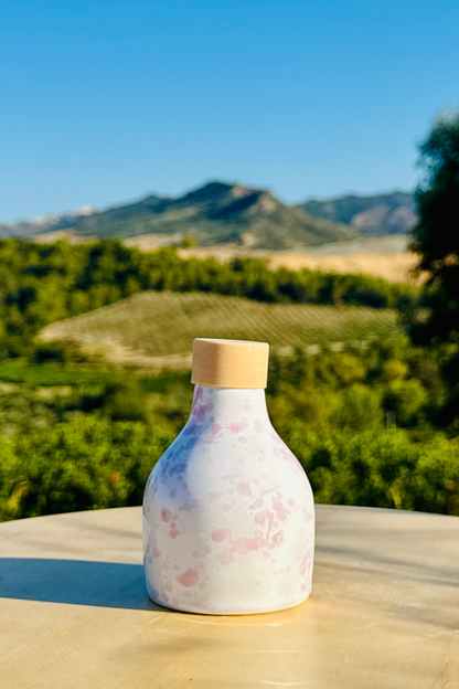 Keramikflasche Ölspender Ölflasche "Schizzata" Rosa 100 ml für Olivenöl handgemacht in Italien