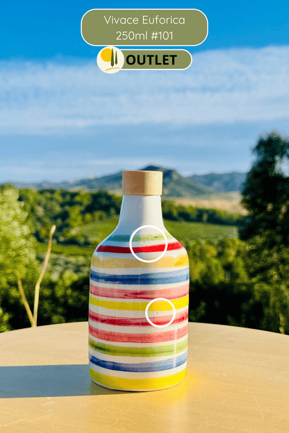 OUTLET B-WARE Dispenser per olio in bottiglia di ceramica colorata "Vivace" per olio d'oliva fatto a mano in Italia