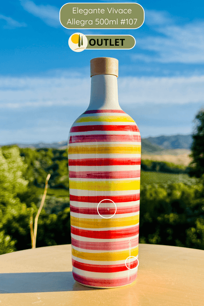 OUTLET - Bunte Keramikflasche Ölspender für Olivenöl handgemacht in Italien "Elegante"