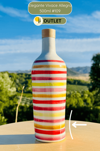 OUTLET - Bunte Keramikflasche Ölspender für Olivenöl handgemacht in Italien "Elegante"