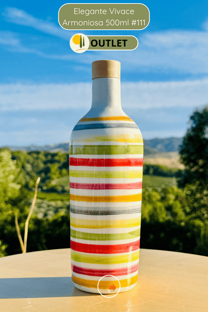 OUTLET - Bunte Keramikflasche Ölspender für Olivenöl handgemacht in Italien "Elegante"