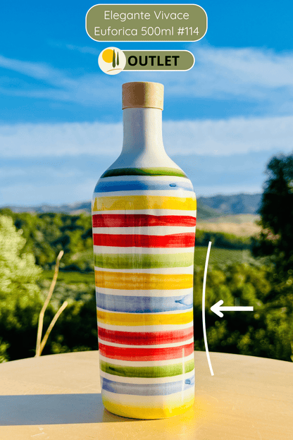 OUTLET - Bunte Keramikflasche Ölspender für Olivenöl handgemacht in Italien "Elegante"