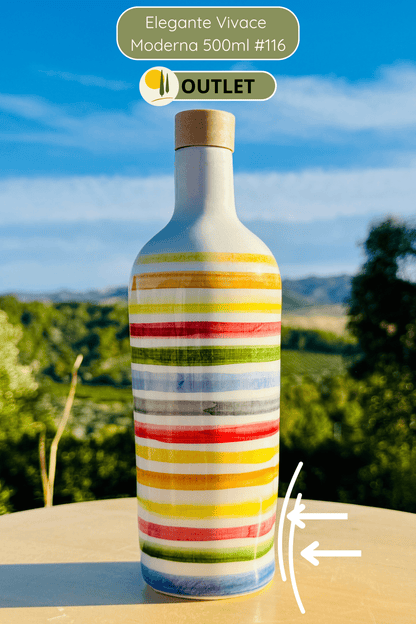 OUTLET - Bunte Keramikflasche Ölspender für Olivenöl handgemacht in Italien "Elegante"