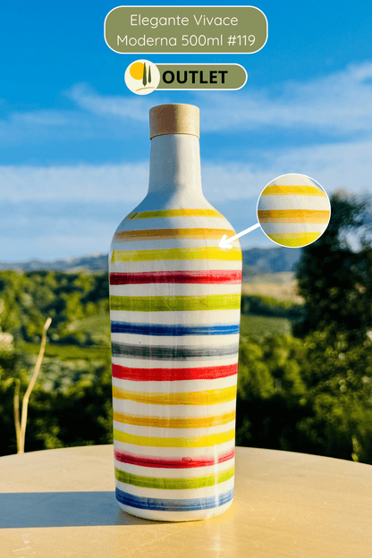 OUTLET - Bunte Keramikflasche Ölspender für Olivenöl handgemacht in Italien "Elegante"
