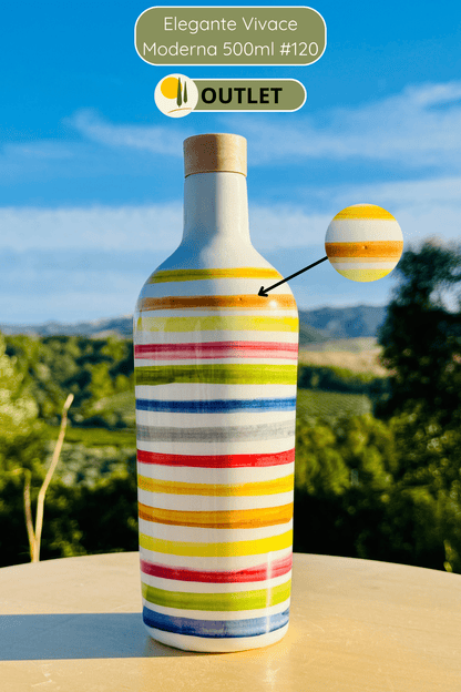 OUTLET - Bunte Keramikflasche Ölspender für Olivenöl handgemacht in Italien "Elegante"