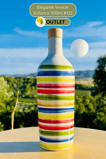 OUTLET - Bunte Keramikflasche Ölspender für Olivenöl handgemacht in Italien "Elegante"