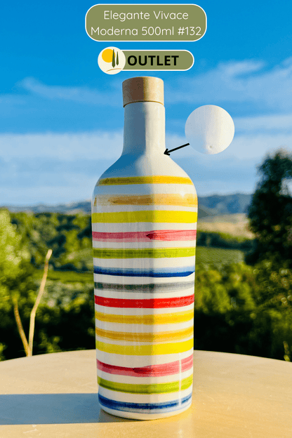 OUTLET - Bunte Keramikflasche Ölspender für Olivenöl handgemacht in Italien "Elegante"