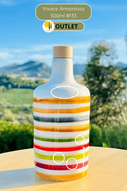 OUTLET B-WARE Dispenser per olio in bottiglia di ceramica colorata "Vivace" per olio d'oliva fatto a mano in Italia