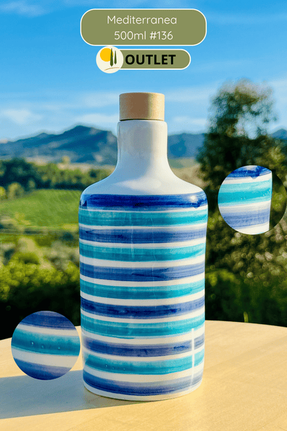OUTLET - B-Ware Keramikflasche Ölspender Ölflasche "Mediterranea" für Olivenöl handgemacht in Italien