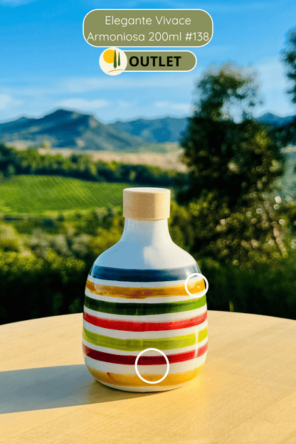 OUTLET - Bunte Keramikflasche Ölspender für Olivenöl handgemacht in Italien "Elegante"