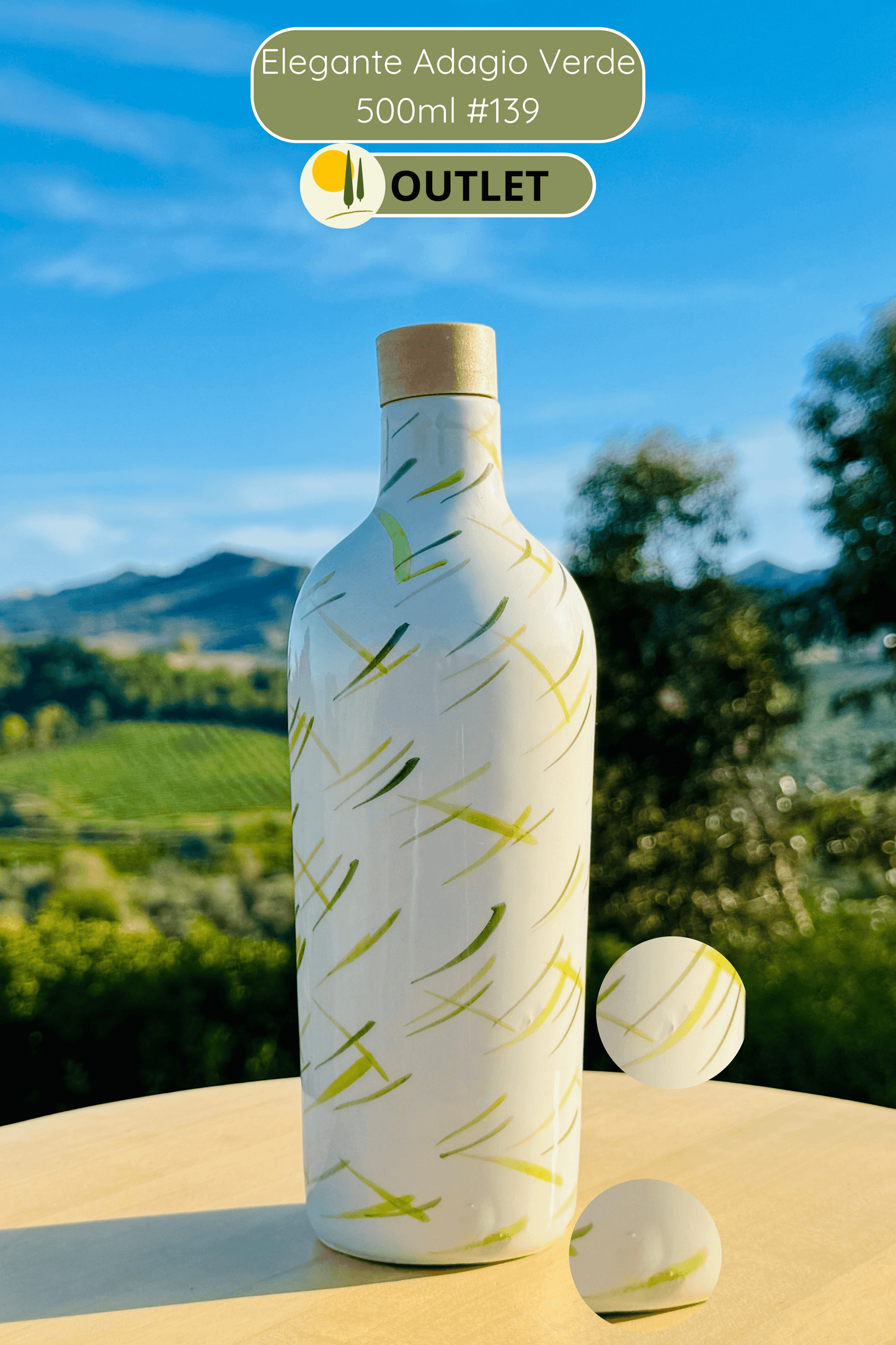 OUTLET - Elegante Keramikflasche Ölspender für Olivenöl handgemacht in Italien