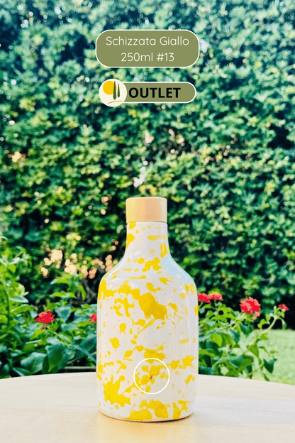 OUTLET B-Ware Keramikflasche Ölspender Ölflasche "Schizzata" 250 ml für Olivenöl handgemacht in Italien
