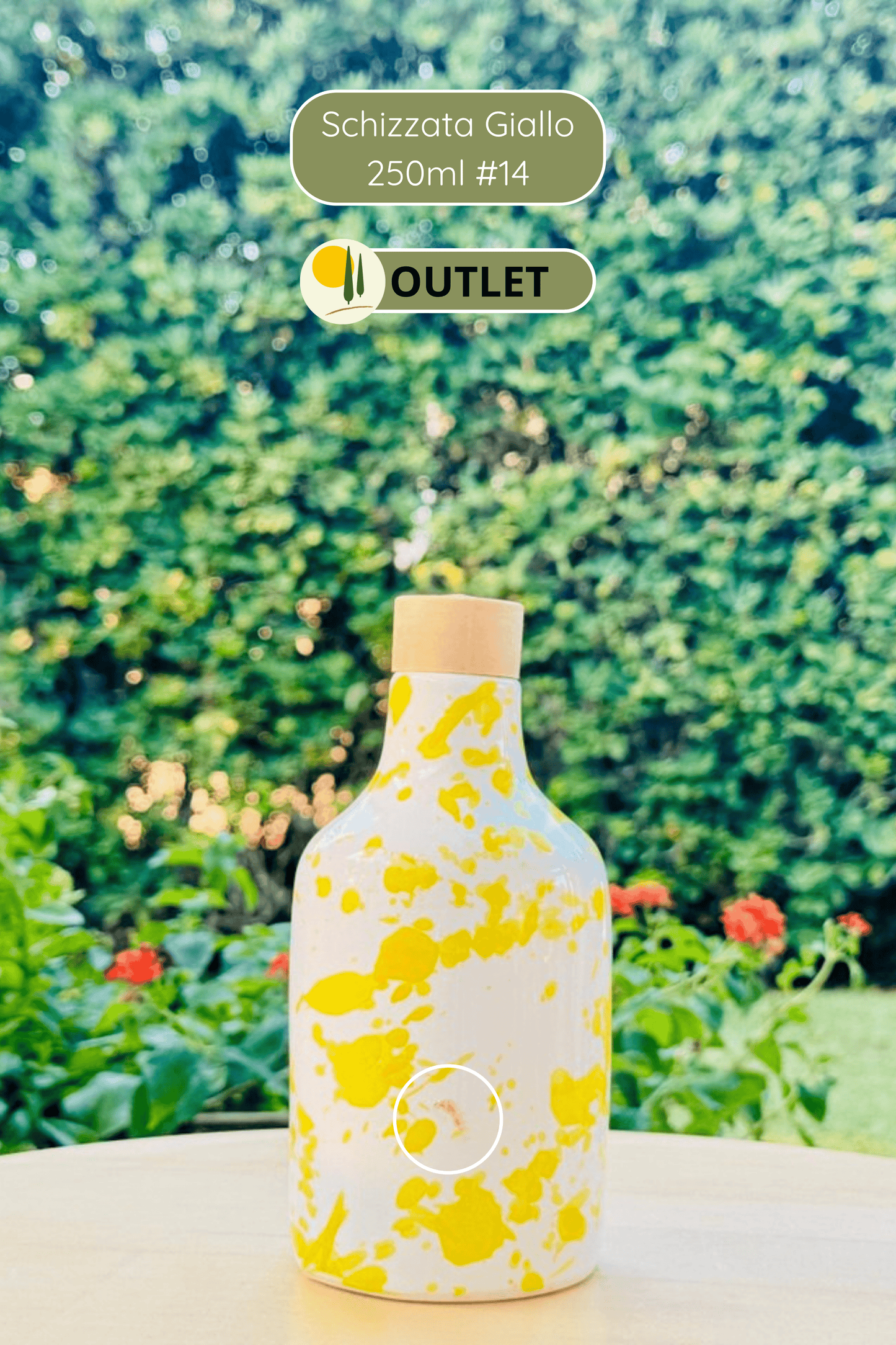 OUTLET B-Ware Keramikflasche Ölspender Ölflasche "Schizzata" 250 ml für Olivenöl handgemacht in Italien