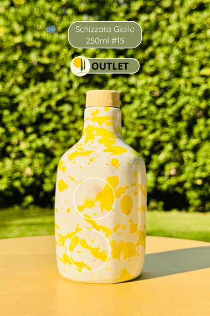 OUTLET B-Ware Keramikflasche Ölspender Ölflasche "Schizzata" 250 ml für Olivenöl handgemacht in Italien