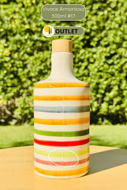 Colorful ceramic bottle oil dispenser "Vivace" for olive oil handmade in Italy