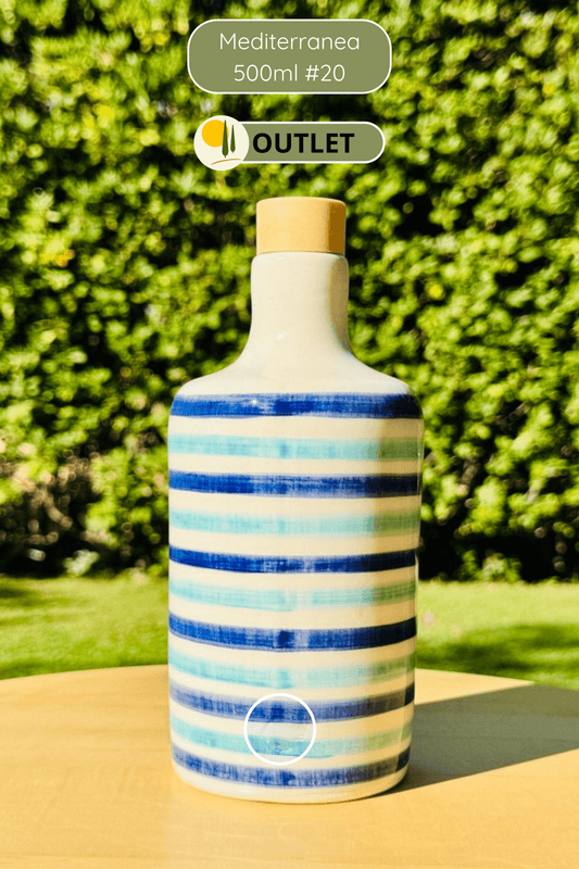 OUTLET - B-Ware Keramikflasche Ölspender Ölflasche "Mediterranea" für Olivenöl handgemacht in Italien