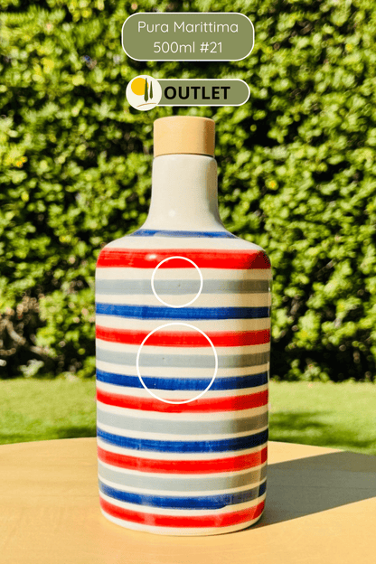 OUTLET B-WARE Ölflasche Keramikflasche "Pura Marittima" Ölspender für Olivenöl und Essig handgemacht in Italien