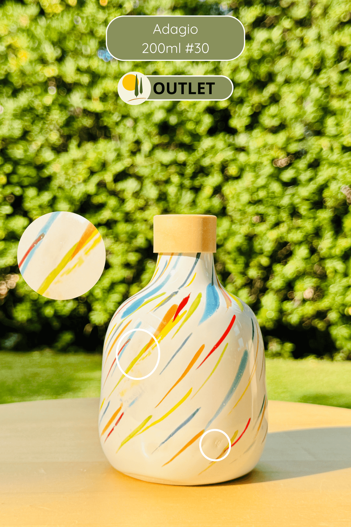 OUTLET - Elegante Keramikflasche Ölspender für Olivenöl handgemacht in Italien