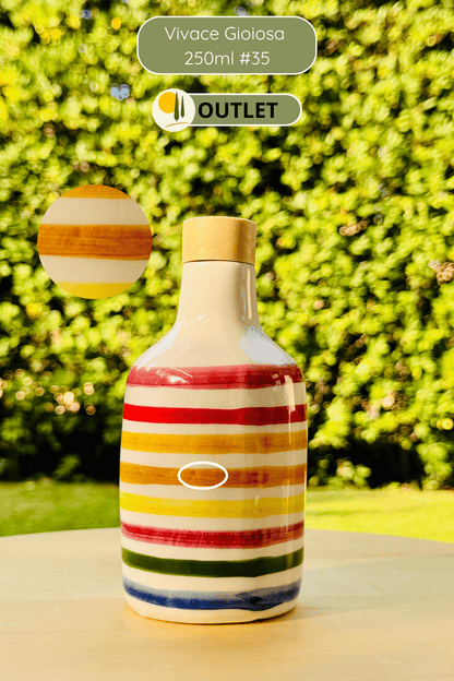 Colorful ceramic bottle oil dispenser "Vivace" for olive oil handmade in Italy