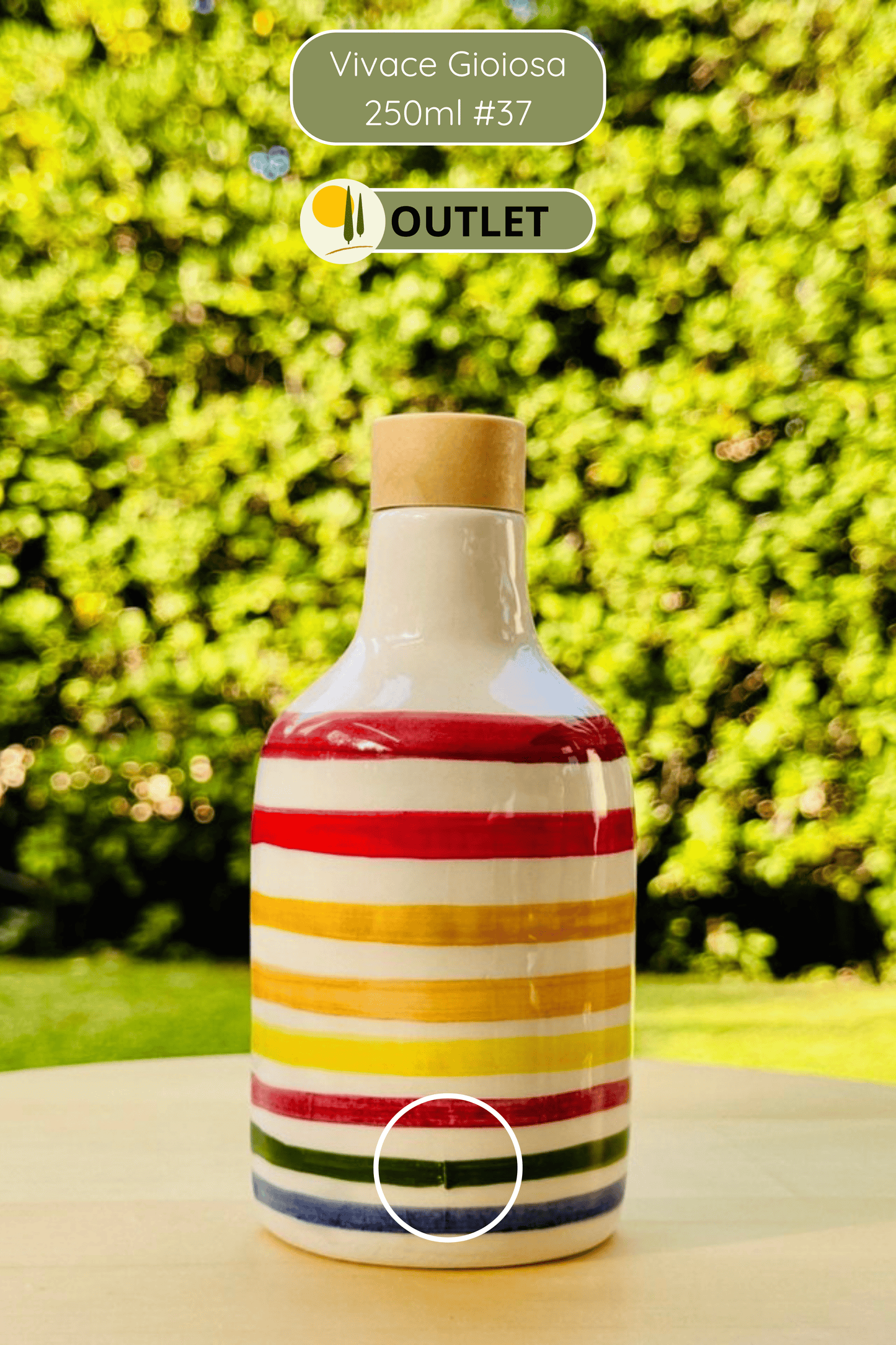 OUTLET B-WARE Dispenser per olio in bottiglia di ceramica colorata "Vivace" per olio d'oliva fatto a mano in Italia