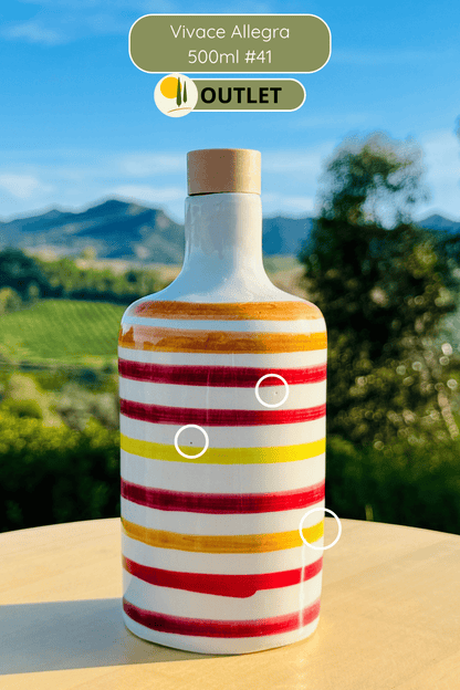 OUTLET B-WARE Dispenser per olio in bottiglia di ceramica colorata "Vivace" per olio d'oliva fatto a mano in Italia