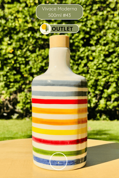 Colorful ceramic bottle oil dispenser "Vivace" for olive oil handmade in Italy