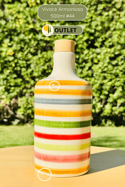 Colorful ceramic bottle oil dispenser "Vivace" for olive oil handmade in Italy