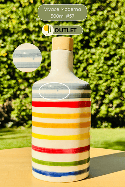 Colorful ceramic bottle oil dispenser "Vivace" for olive oil handmade in Italy