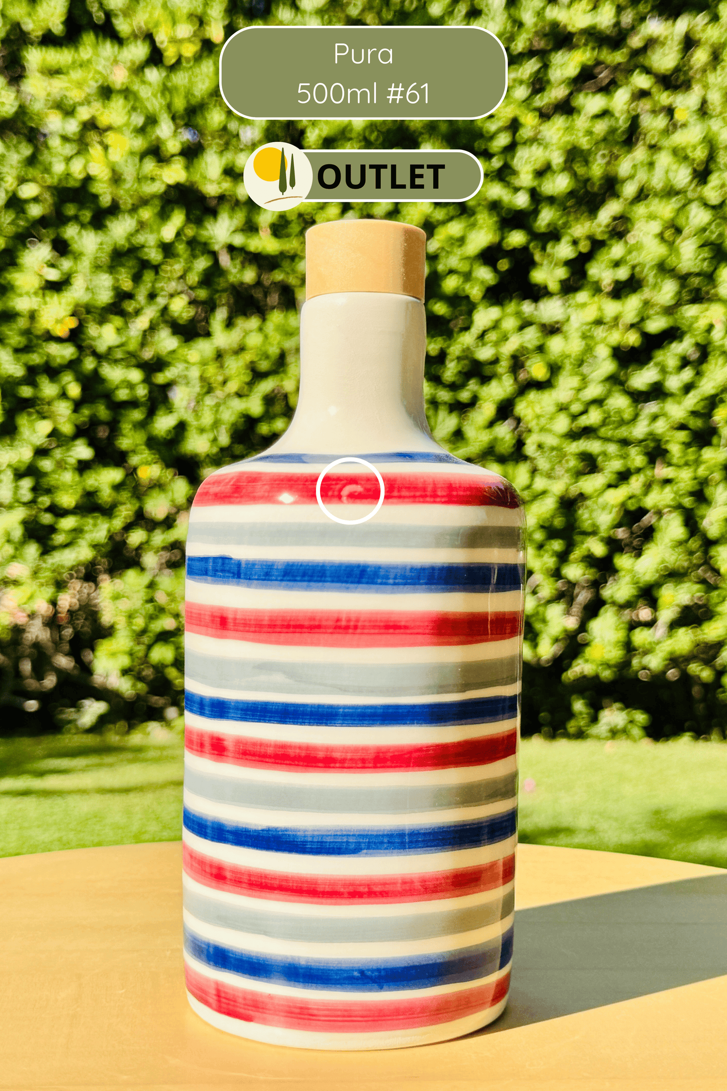 OUTLET B-WARE Ölflasche Keramikflasche "Pura" Ölspender für Olivenöl und Essig handgemacht in Italien