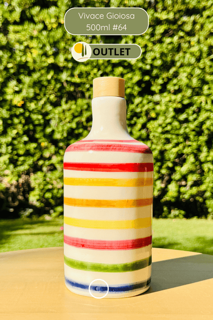Colorful ceramic bottle oil dispenser "Vivace" for olive oil handmade in Italy