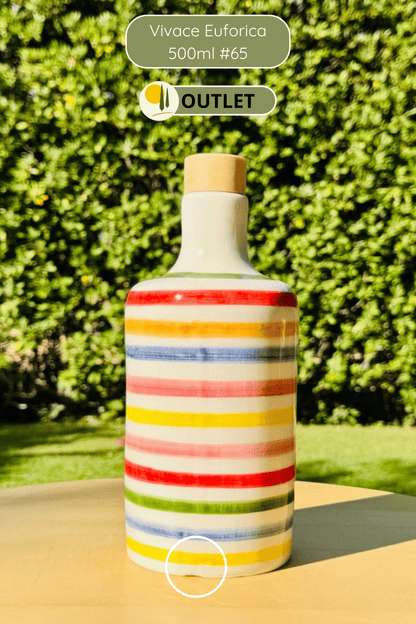 Colorful ceramic bottle oil dispenser "Vivace" for olive oil handmade in Italy