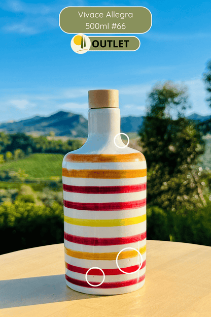 OUTLET B-WARE Dispenser per olio in bottiglia di ceramica colorata "Vivace" per olio d'oliva fatto a mano in Italia