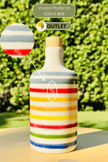 Colorful ceramic bottle oil dispenser "Vivace" for olive oil handmade in Italy