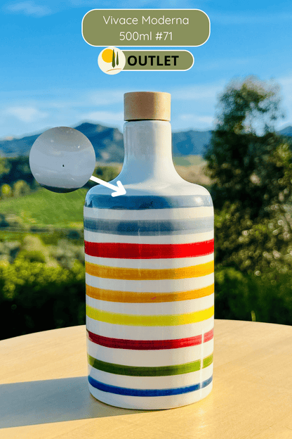 OUTLET B-WARE Dispenser per olio in bottiglia di ceramica colorata "Vivace" per olio d'oliva fatto a mano in Italia