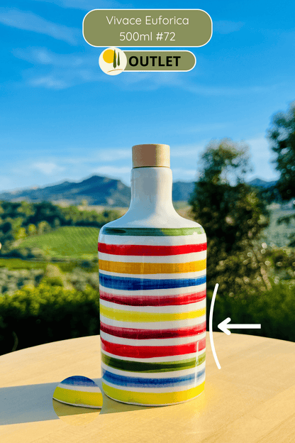 OUTLET B-WARE Dispenser per olio in bottiglia di ceramica colorata "Vivace" per olio d'oliva fatto a mano in Italia